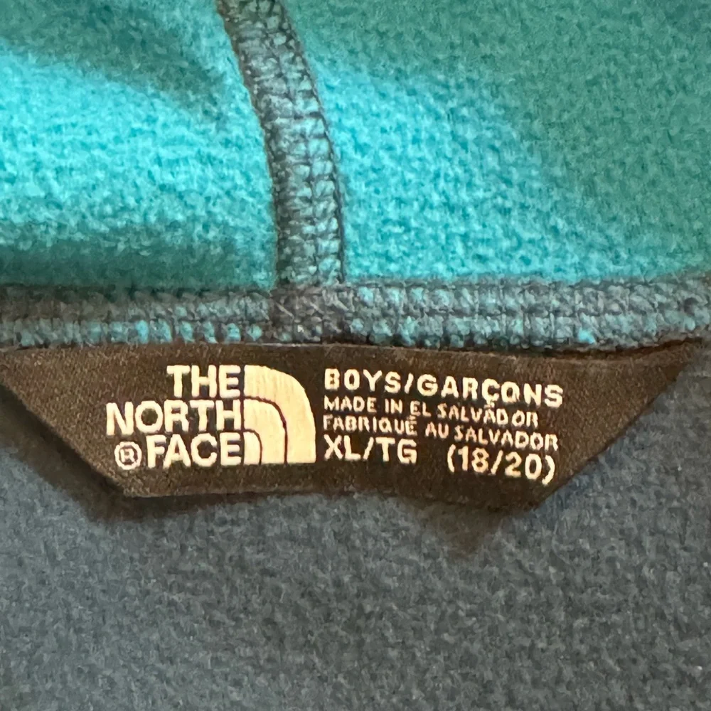 The North Face Boys Blue Hooded Fleece Full Zipper Jacket XL 18/20